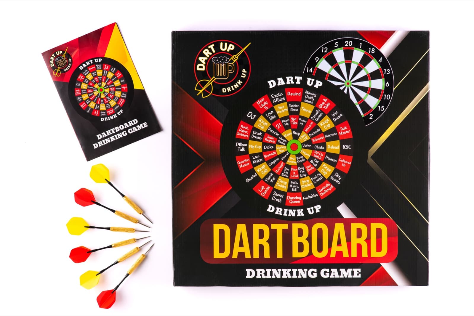 Friends playing DartUp at a house party