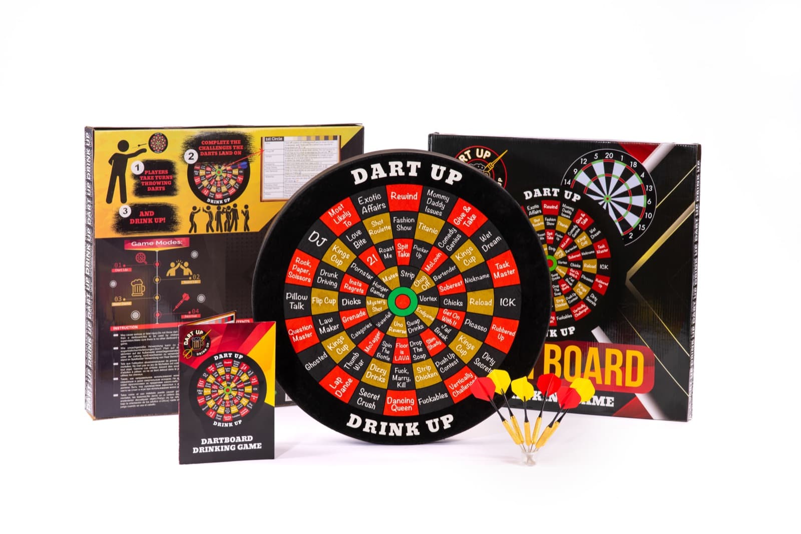 DartUp set — board, darts and rules in the box